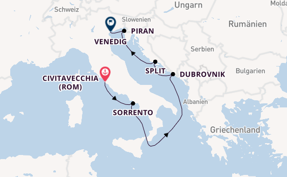 Mittelmeer ab Civitavecchia (Rom), Italien auf der Silver Ray