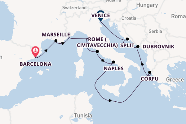 Mediterranean Sea from Barcelona, Spain with the Viking Mars