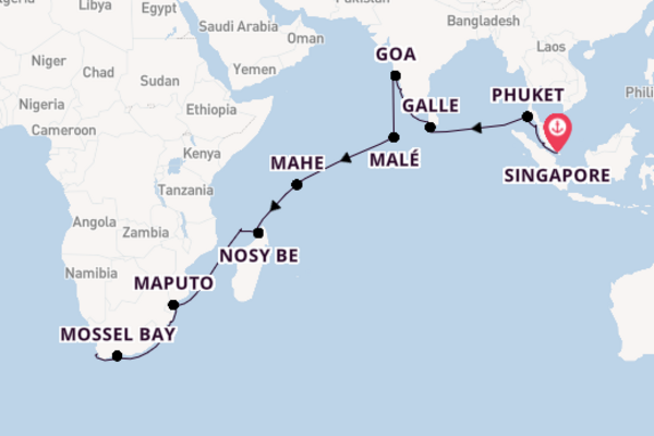 31 day expedition on board the Seven Seas Mariner from Singapore