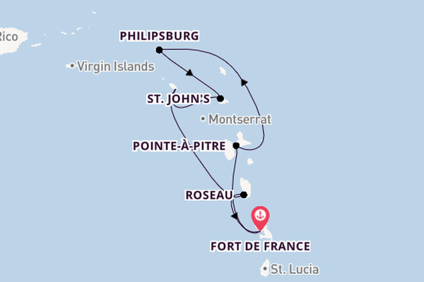 Südliche Karibik ab Fort de France, Martinique auf der MSC World Europa
