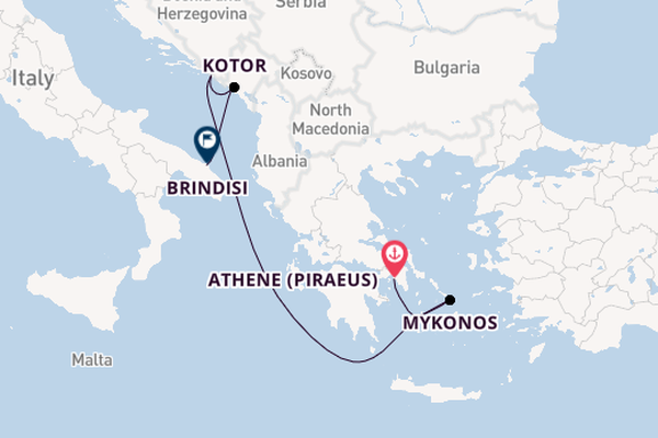 Oostelijke Middellandse Zee vanaf Athene (Piraeus), Griekenland met de EXPLORA II