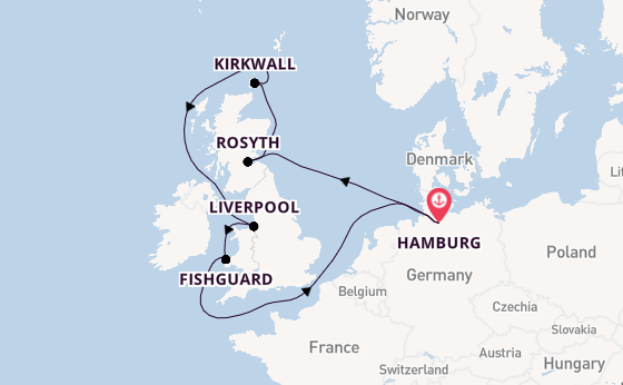 Verenigd Koninkrijk vanaf Hamburg, Duitsland met de HANSEATIC nature