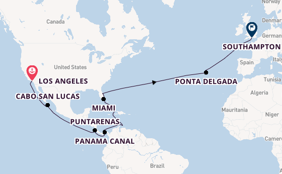 Transatlantic from Los Angeles, California with the Queen Elizabeth