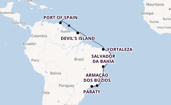 South America from Bridgetown, Barbados with the Seabourn Venture