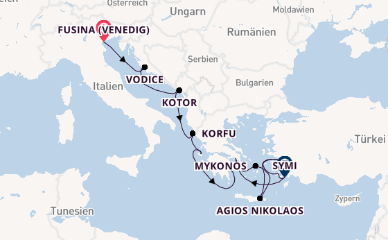Östliches Mittelmeer ab Fusina (Venedig) auf der Seabourn Quest
