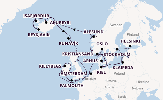 Britse Eilanden vanaf Kopenhagen, Denemarken met de Caribbean Princess