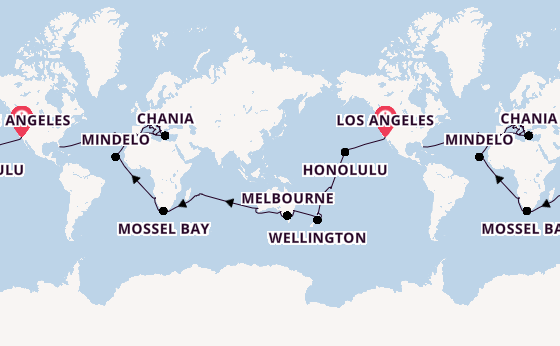 Round-the-World Trip from Los Angeles, California, USA with the Coral Princess
