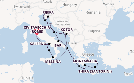 Middellandse Zee vanaf Civitavecchia (Rome), Italië met de Seven Seas Prestige