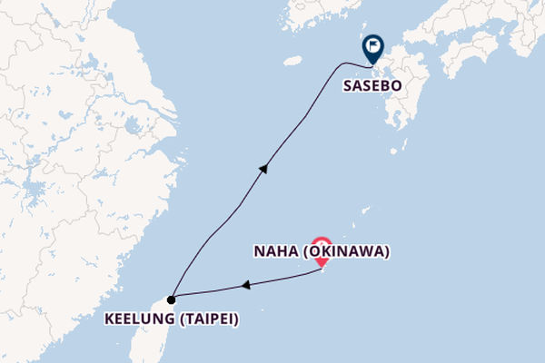 Oost-Azië vanaf Naha (Okinawa), Japan met de Costa Serena