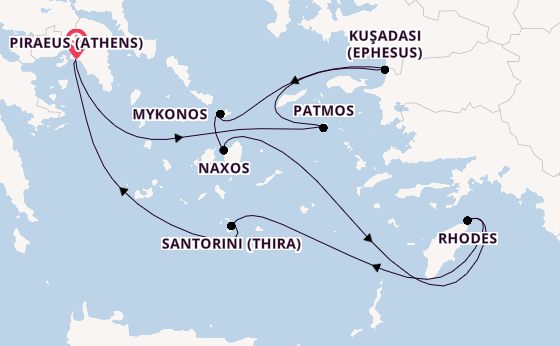Eastern Mediterranean from Piraeus (Athens), Greece with the Ilma