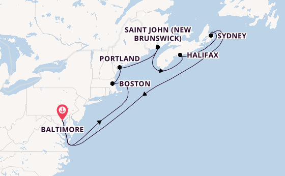 East Coast USA from Baltimore, Maryland, USA with the Vision of the Seas