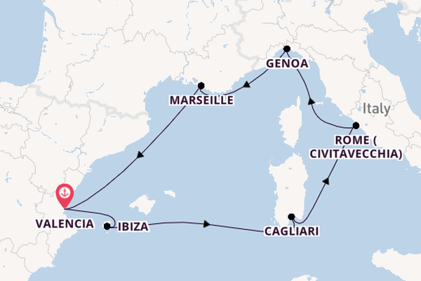 Western Mediterranean from Valencia, Spain with the MSC Musica