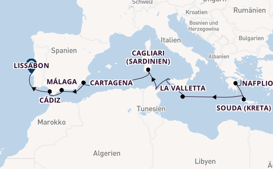 Mittelmeer ab Piräus (Athen), Griechenland auf der Silver Spirit