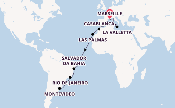 trans-Atlantisch vanaf Marseille, Frankrijk met de MSC Splendida