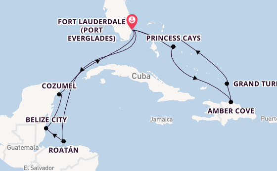 Caribbean from Fort Lauderdale (Port Everglades), Florida with the Regal Princess