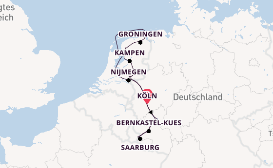 Rhein ab Köln, Deutschland auf der MS VistaGracia