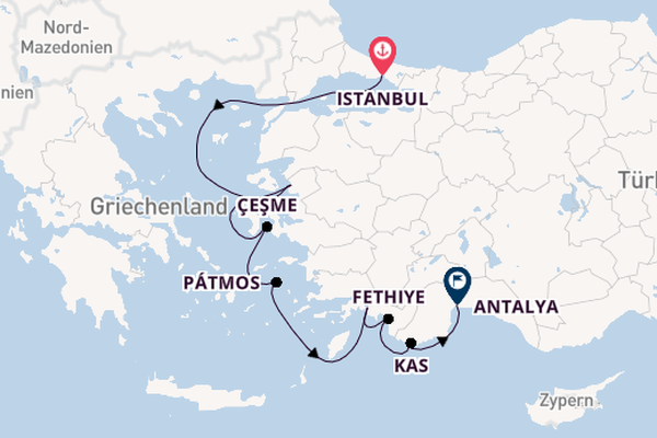 Östliches Mittelmeer ab Istanbul, Türkei auf der Star Flyer