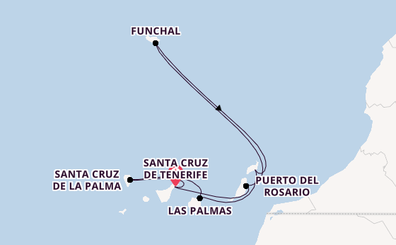 Canarische Eilanden vanaf Santa Cruz de Tenerife, Tenerife, Spanje met de MSC Fantasia