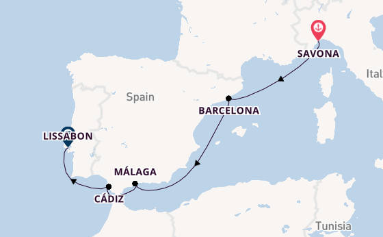 Westelijke Middellandse Zee vanaf Savona, Italië met de Costa Diadema