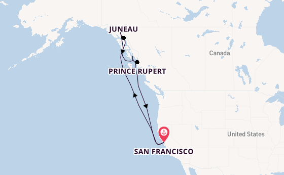 Alaska vanaf San Francisco, Verenigde Staten met de Carnival Luminosa