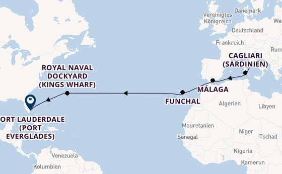 Transatlantik ab Civitavecchia (Rom), Italien auf der Celebrity Ascent
