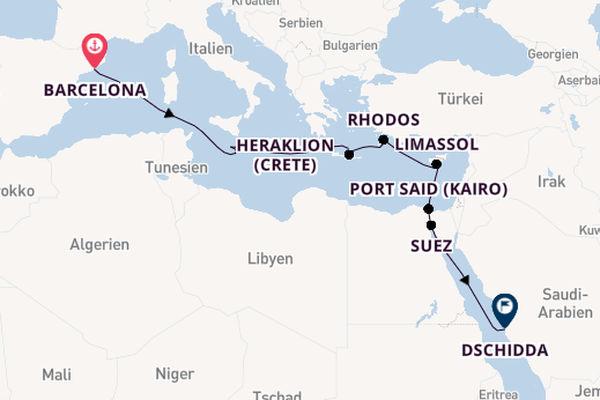 Mittelmeer ab Barcelona, Spanien auf der EXPLORA I