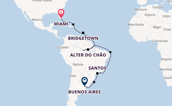 Zuid-Amerika vanaf Miami, Verenigde Staten met de Seven Seas Mariner
