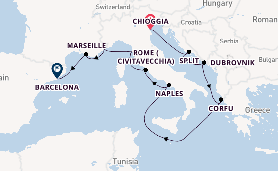 Mediterranean Sea from Chioggia, Italy with the Viking Mars