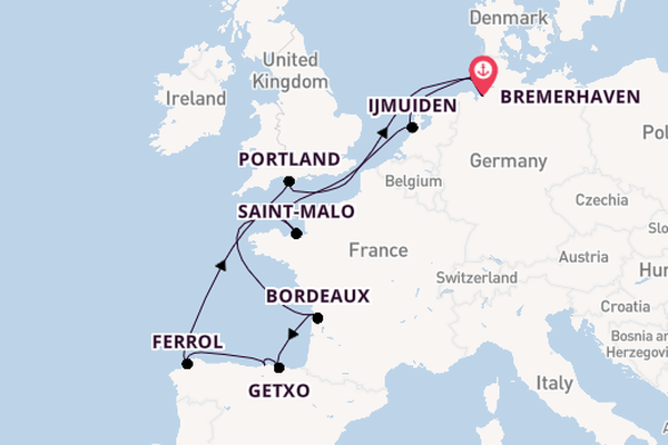 Engeland vanaf Bremerhaven, Duitsland met de Amera