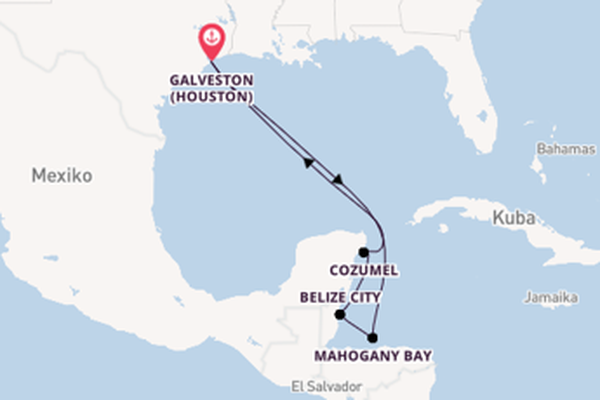 Von Galveston über Mahogany Bay in 8 Tagen