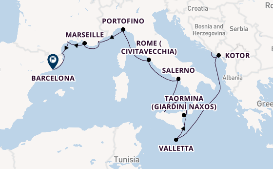 Western Mediterranean from Dubrovnik, Croatia with the Seabourn Ovation 