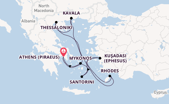 Eastern Mediterranean from Athens (Piraeus), Greece with the Celebrity Infinity