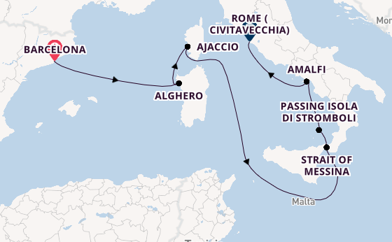 Western Mediterranean from Barcelona, Spain with the Queen Victoria
