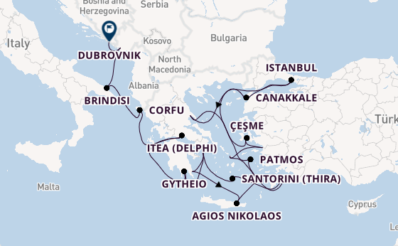 Eastern Mediterranean from Piraeus (Athens), Greece with the Seabourn Ovation 
