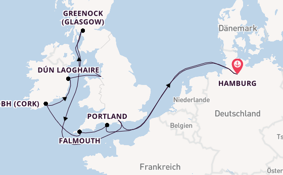 Britische Inseln ab Hamburg auf der Costa Favolosa