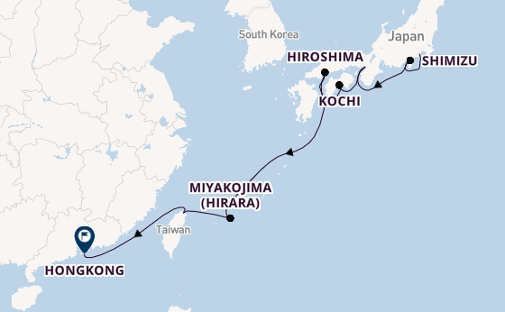 Japan vanaf Yokohama (Tokio), Japan met de Norwegian Jade