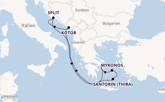 Östliches Mittelmeer ab Piräus (Athen), Griechenland auf der Celebrity Infinity
