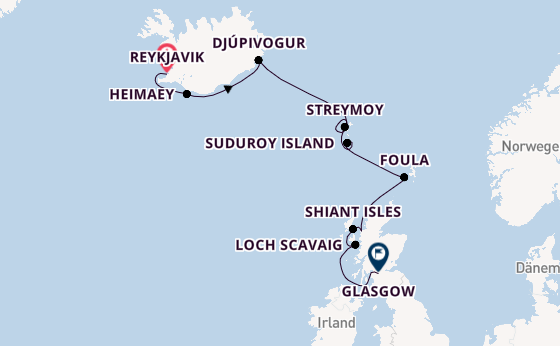 Schottland ab Reykjavik, Island auf der L'Austral