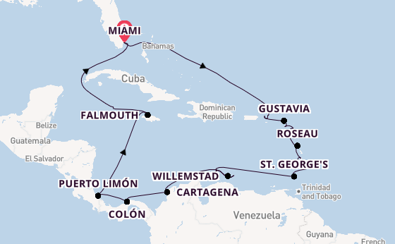 Caribbean vanaf Miami, Verenigde Staten met de Seven Seas Voyager