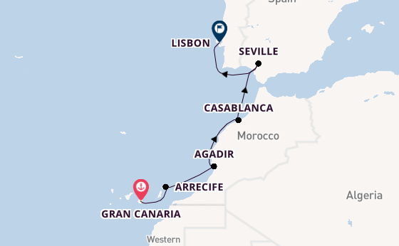 Canary Islands from Gran Canaria, Canary Islands with the Azamara Onward