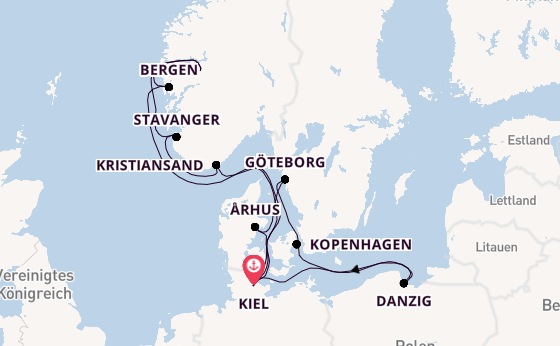 Norwegen ab Kiel, Deutschland auf AIDAprima