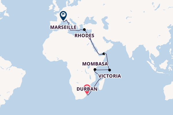 Mediterranean from Durban, South Africa with the MSC Sinfonia