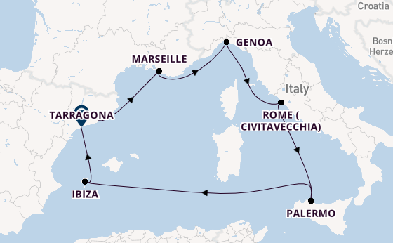 Western Mediterranean from Barcelona, Spain with the MSC Seaview