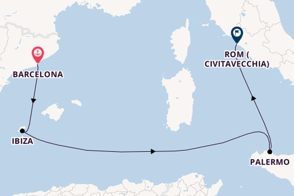 Westliches Mittelmeer ab Barcelona, Spanien auf der Costa Toscana