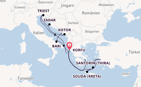 Östliches Mittelmeer ab Korfu auf AIDAblu