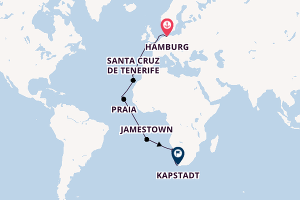 Portugal ab Hamburg, Deutschland auf der Artania