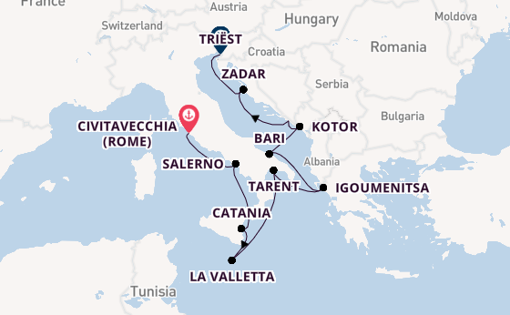 Middellandse Zee vanaf Civitavecchia (Rome), Italië met de Allura