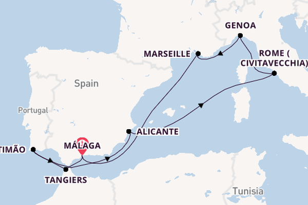 Mediterranean Sea from Málaga, Spain with the MSC Sinfonia