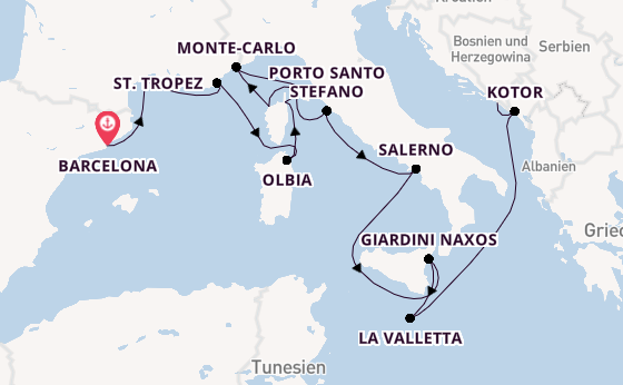 Westliches Mittelmeer ab Barcelona, Spanien auf der Seabourn Ovation