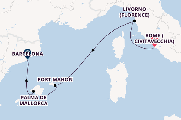 Western Mediterranean from Rome (Civitavecchia), Italy with the Azamara Onward